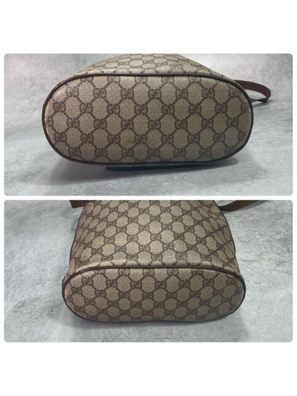 ★SOLD★ Gucci GG Shoulder Bag Brown Leather Logo Drawstring - Picture 8 of 10
